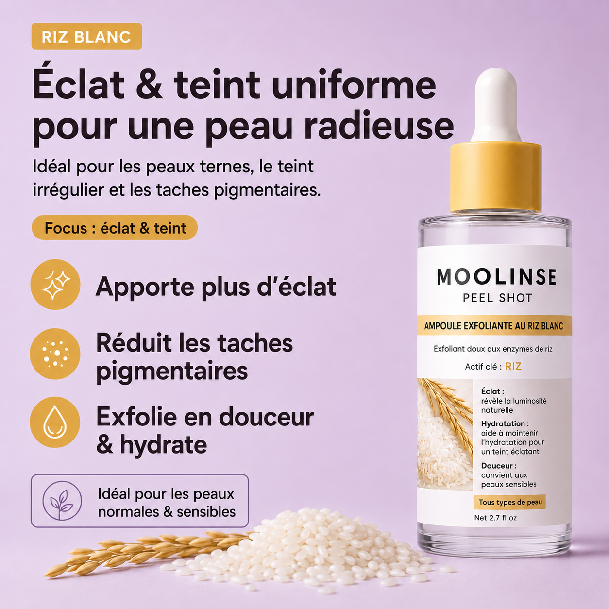 PeelShot™ | Ampoule exfoliante au riz pour les pores et l’éclat